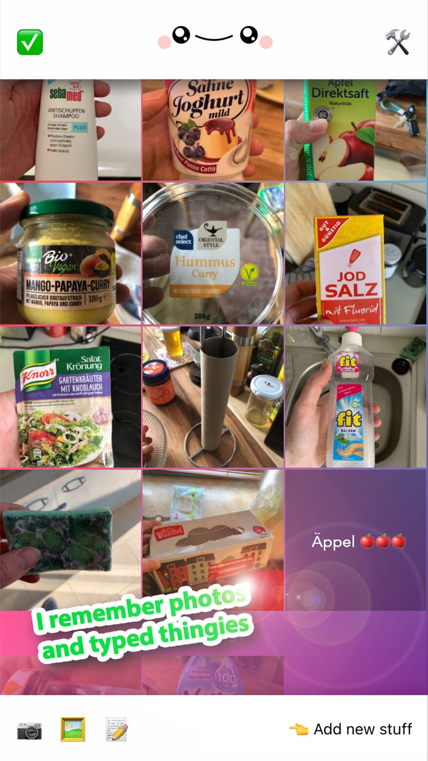 Detail view of a list with photos and text in the MerkIchMir app